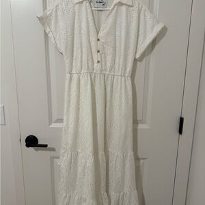 Sam Edelman White Eyelet Tiered Maxi Dress